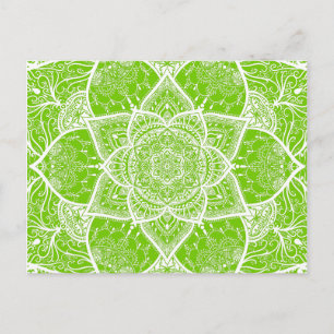 Grün und Weiß Mandala - Loergann in Ginkgo Postkarte