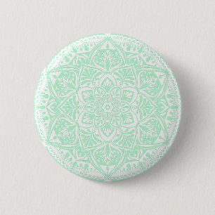 Grün und Weiß Mandala - Loergann in Jade Button