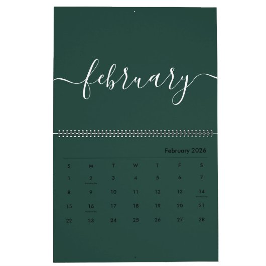 Grün und Weiß Minimalistisch 2024\5 Kalender (Feb 2026)