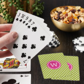 Grün und Weiß mit rosa Monogramm gepunktet Spielkarten (In Situ)