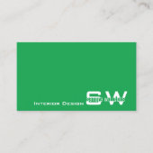 Grün und Weiß modern mit Monogram einfach Visitenkarte (Vorderseite)