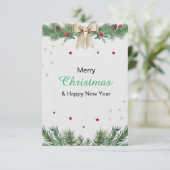 Grün und Weiß Moderne frohe Weihnachten Einladung (Stehend Vorderseite)