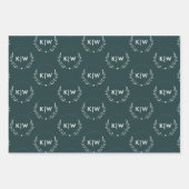 Grün und Weiß | Monogram für moderne Initials Geschenkpapier Set (Vorderseite)