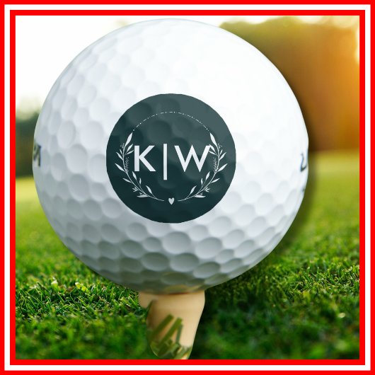 Grün und Weiß | Monogram für moderne Initials Golfball