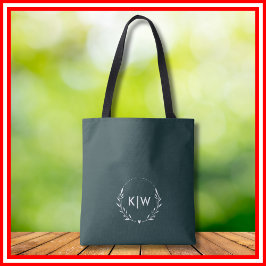 Grün und Weiß | Monogram für moderne Initials Tasche