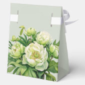Grün und Weiß Peony Elegante Hochzeit Geschenkschachtel (Rückseite)