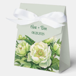 Grün und Weiß Peony Elegante Hochzeit Geschenkschachtel