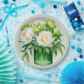 Grün und Weiß Peony Elegante Hochzeit Pappteller (Party)