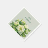 Grün und Weiß Peony Elegante Hochzeit Serviette (Ecke)
