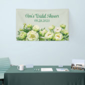 Grün und Weiß Peony Elegantes Brautparty Banner (Messeveranstaltung)