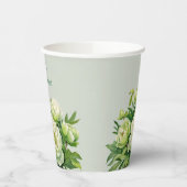 Grün und Weiß Peony Elegantes Brautparty Pappbecher (Links)