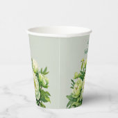 Grün und Weiß Peony Elegantes Brautparty Pappbecher (Rechts)