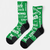 Grün und Weiß Personalisierter Coach Geschenk Name Socken (Links)