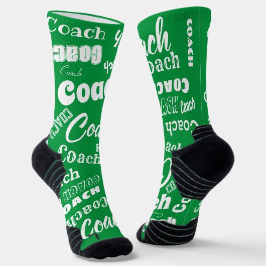 Grün und Weiß Personalisierter Coach Geschenk Name Socken (Gewinkelt)