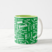 Grün und Weiß Personalisierter Coach Geschenk Name Zweifarbige Tasse (VorderseiteRechts)