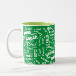 Grün und Weiß Personalisierter Coach Geschenk Name Zweifarbige Tasse