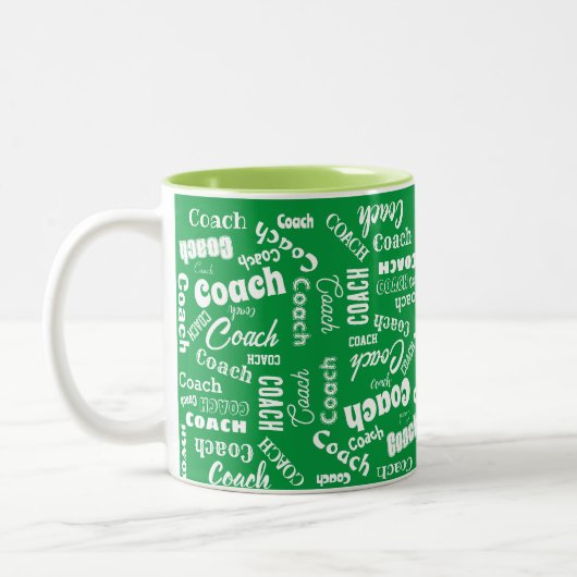 Grün und Weiß Personalisierter Coach Geschenk Name Zweifarbige Tasse (Links)