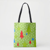 Grün und Weiß Polka Dots Weihnachtsbaummuster Tasche (Vorderseite)