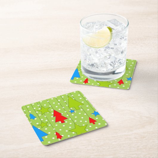 Grün und Weiß Rechteckiger Pappuntersetzer (Vor Ort)