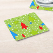 Grün und Weiß Rechteckiger Pappuntersetzer (angewinkelt)