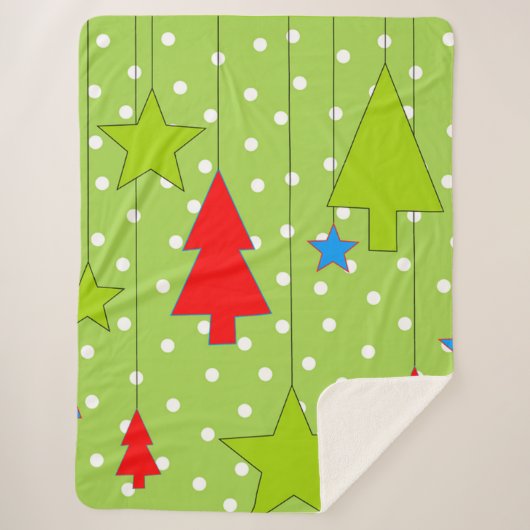 Grün und Weiß Sherpadecke (Vorderseite)