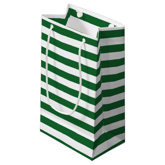 Grün und Weiß Stripes Geschenk-Tasche Kleine Geschenktüte (Vorderseite Schrägansicht)