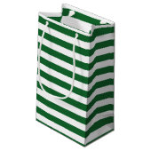 Grün und Weiß Stripes Geschenk-Tasche Kleine Geschenktüte (Rückseite Schrägansicht)