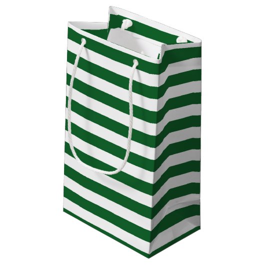 Grün und Weiß Stripes Geschenk-Tasche Kleine Geschenktüte (Rückseite Schrägansicht)