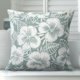 Grün und Weiß, tropisches Kissen