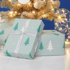 Grün und Weiß Weihnachtsbaum Moderne Weihnachten Geschenkpapier