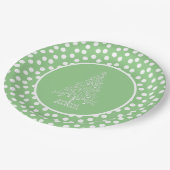 Grün und Weiß Weihnachtsbaum Pappteller (Schrägansicht)