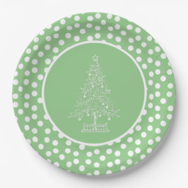Grün und Weiß Weihnachtsbaum Pappteller