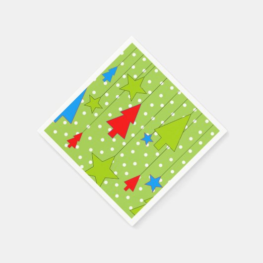 Grün und Weiß Weihnachtsbaum Serviette (Ecke)