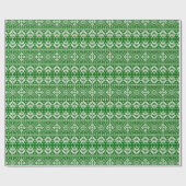 Grün und Weiß Weihnachtsmesse Isle Pattern Geschenkpapier (Flach)