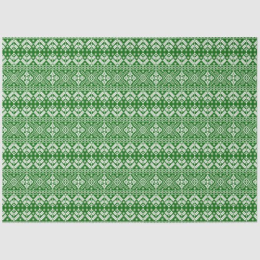 Grün und Weiß Weihnachtsmesse Isle Pattern Seidenpapier (Vorderseite)