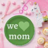Grün und Weiß Wir Liebe Mama Muttertag Pappteller (Party)