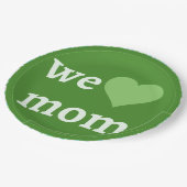 Grün und Weiß Wir Liebe Mama Muttertag Pappteller (Schrägansicht)