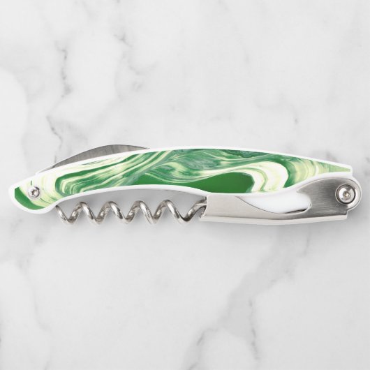 Grün und Weiß wirbelig Kellnermesser (Rückseite)