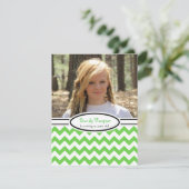 Grün und Weiß Zickzack: Bild:Party Einladung (Stehend Vorderseite)