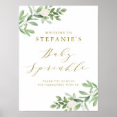 Grün und Weiße Blume Baby Sprinkle Empfang Poster (Vorne)