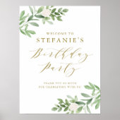 Grün und Weiße Blume Begrüßung Poster (Vorne)