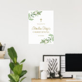 Grün und Weiße Blume Begrüßung Poster (Heimbüro)