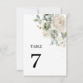 Grün- und Weiße Blume Hochzeit von Tischnummern 7 (Rückseite)