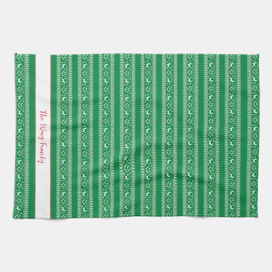 Grün und Weiße Messe Weihnachten Geschirrtuch (Horizontal)