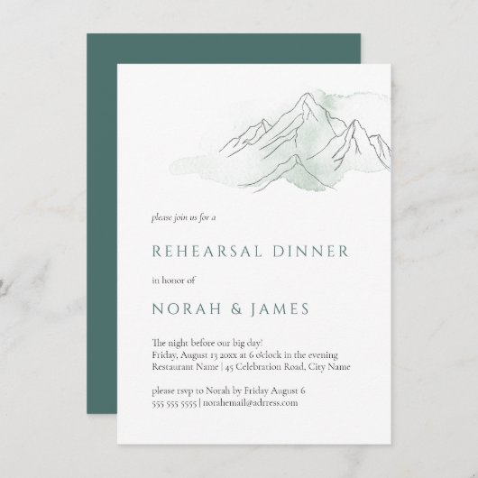 Grün- und Weißgebirge Hochzeitsessen Probe  Einladung (Vorne/Hinten)