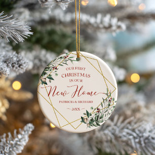 Grün Unser erstes Weihnachten in unserem neuen Zuh Keramik Ornament