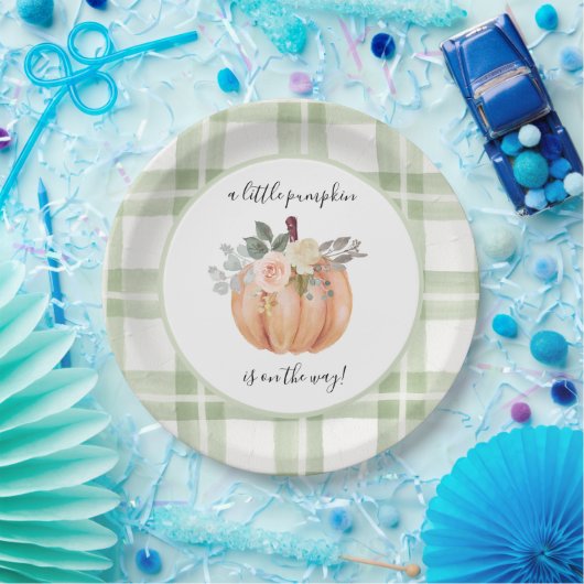 Grün unser kleiner Kürbis ist unterwegs Pappteller (Party)