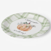 Grün unser kleiner Kürbis ist unterwegs Pappteller (Schrägansicht)