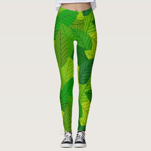 Grün verlasse Leggings. Leggings (Vorderseite)