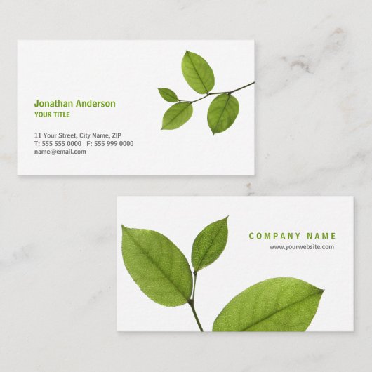 Grün verlässt Geschäftskarte Visitenkarte (Vorne/Hinten)